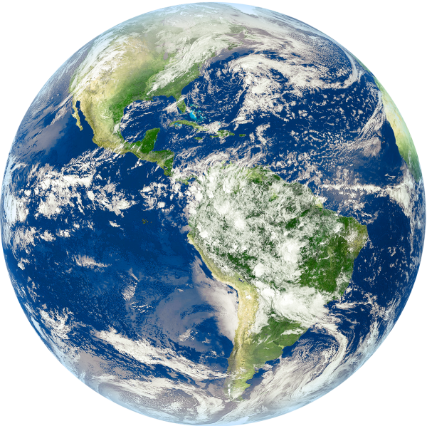 Freigestelltes Satellitenbild der Erde mit Südamerika im Fokus