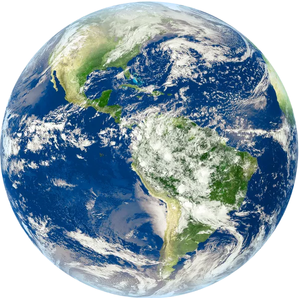 Freigestelltes Satellitenbild der Erde mit Südamerika im Fokus